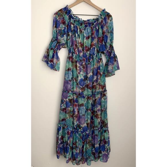 PatBo Blossom Off The Shoulder Dress Violet Womens Small New with Tags - Picture 3 of 16